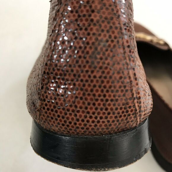 Joan & David Gold Hardware Buckle Leather Loafers Flats - Picture 8 of 10